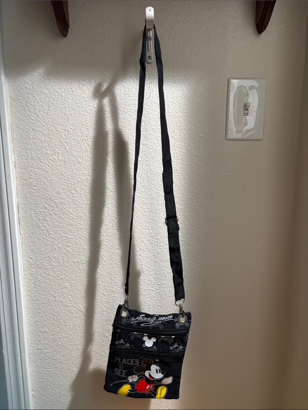 Disney Black Crossbody Bag with Red & Yellow Mickey Accent
